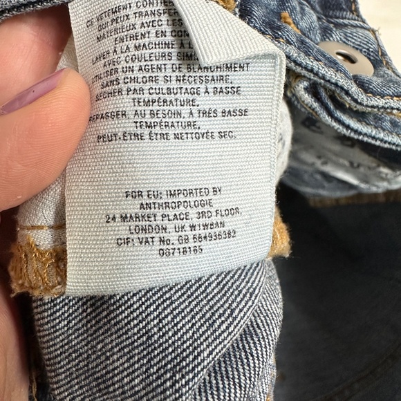 Anthropologie Pilcro High Rise Flare Crop Two Tone Denim Jeans - Picture 9 of 10